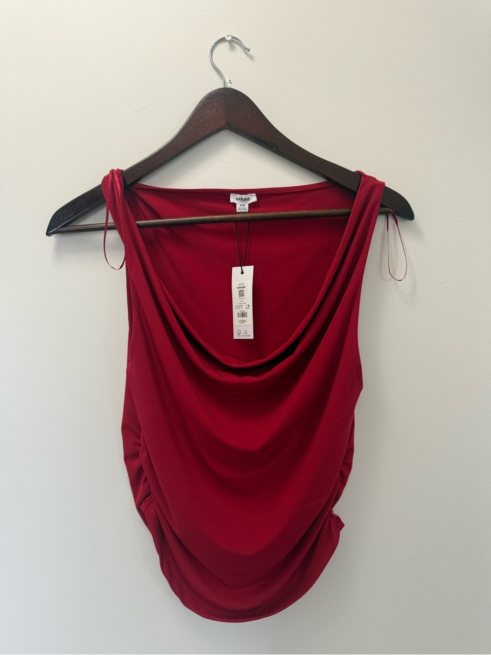 Garage Red Draped Cowl Tank